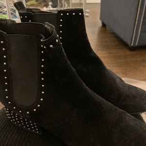 Marc fisher black studded suede booties